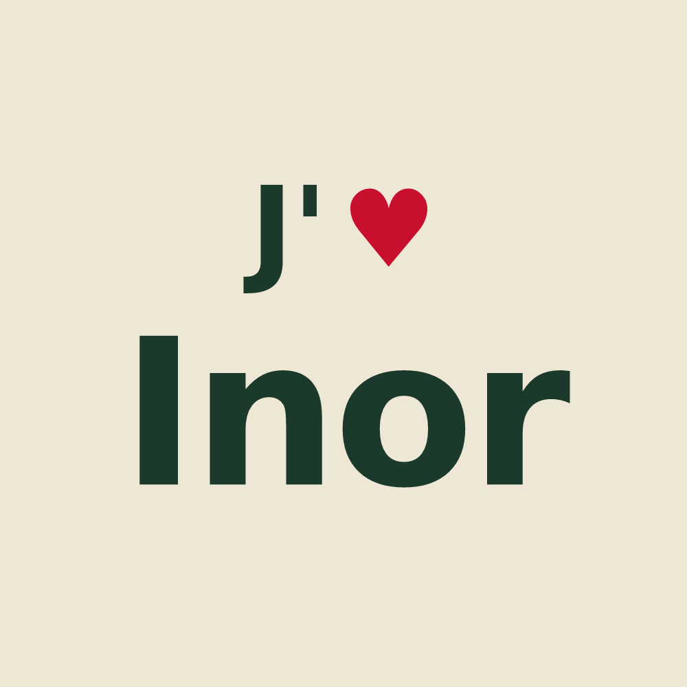 Tote bag personnalisé Inor — design « J'aime Inor » imprimé sur le tote bag