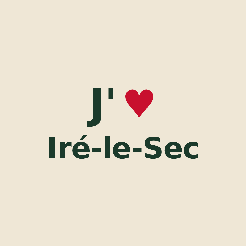 Tote bag personnalisé Iré-le-Sec — design J'aime Iré-le-Sec
