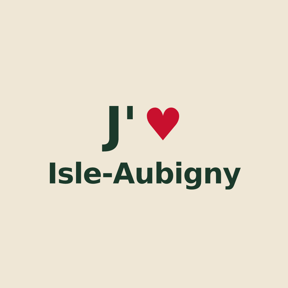 Tote bag personnalisé Isle-Aubigny — design « J'aime Isle-Aubigny » imprimé sur le tote bag