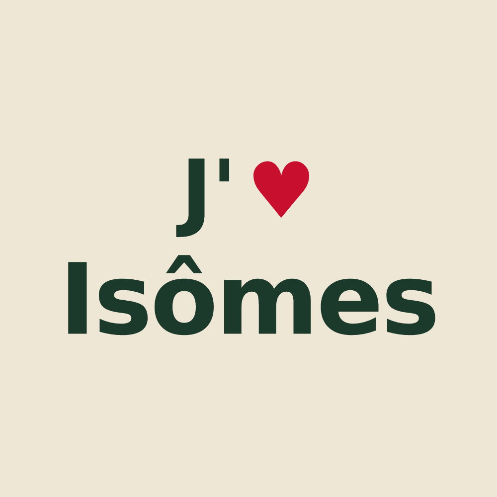 Tote bag personnalisé Isômes — design J'aime Isômes