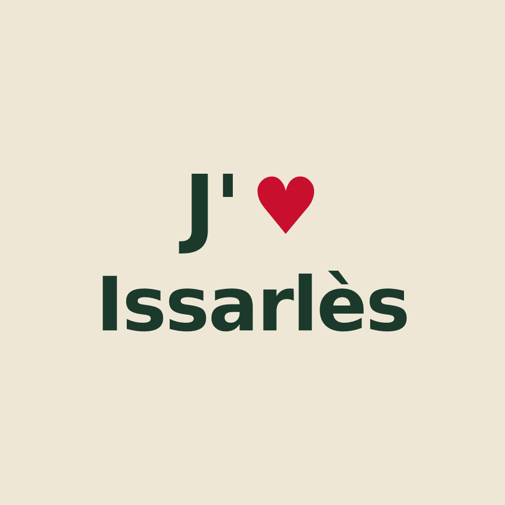 Tote bag personnalisé Issarlès — design J'aime Issarlès