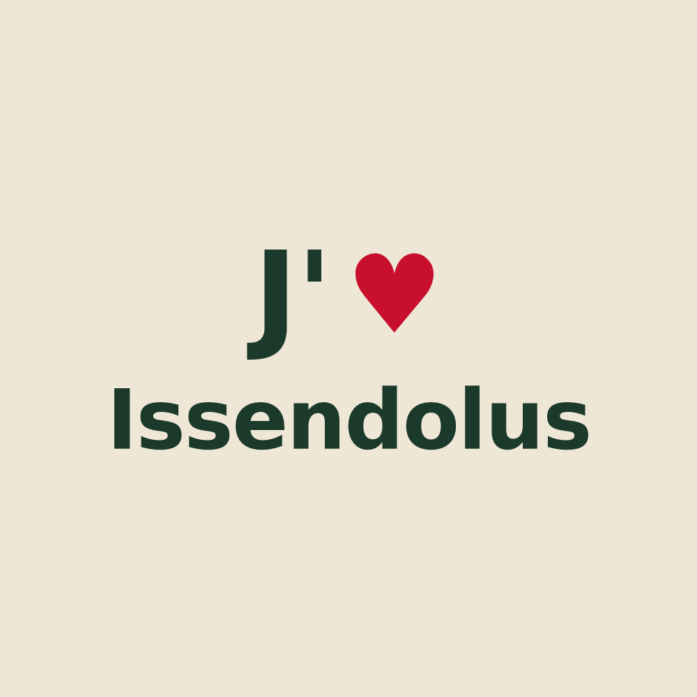 Tote bag personnalisé Issendolus — design J'aime Issendolus