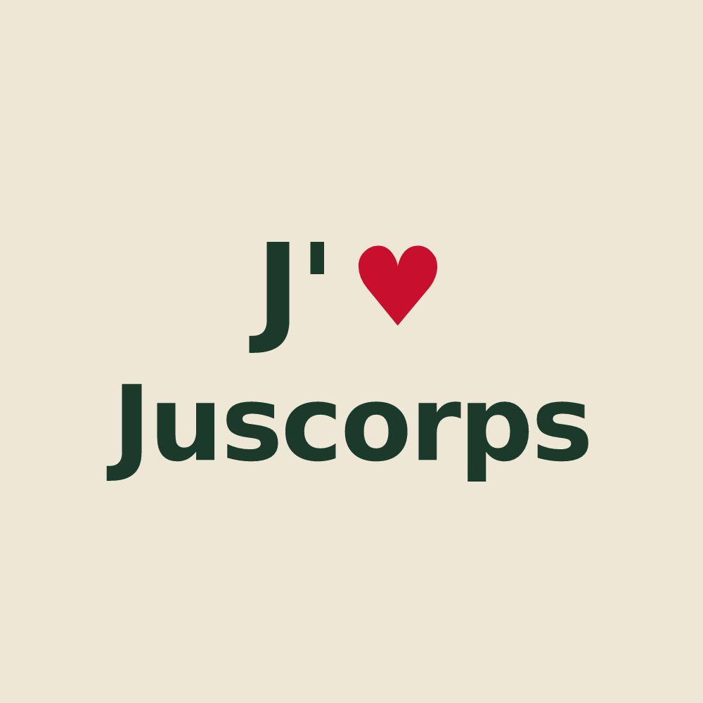Tote bag personnalisé Juscorps — design J'aime Juscorps