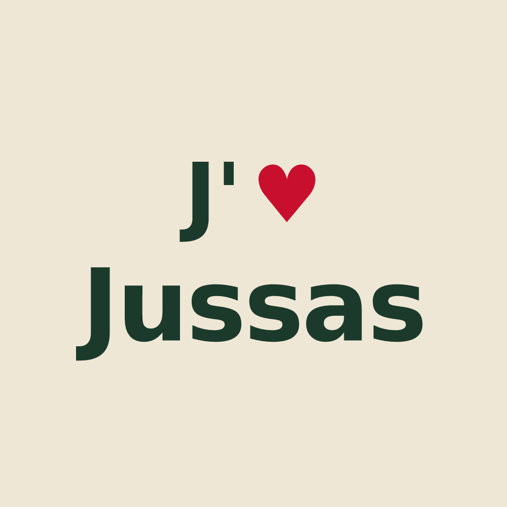 Tote bag personnalisé Jussas — design J'aime Jussas