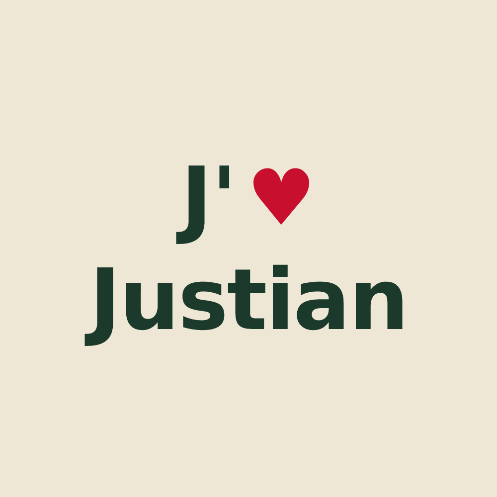 Tote bag personnalisé Justian — design J'aime Justian