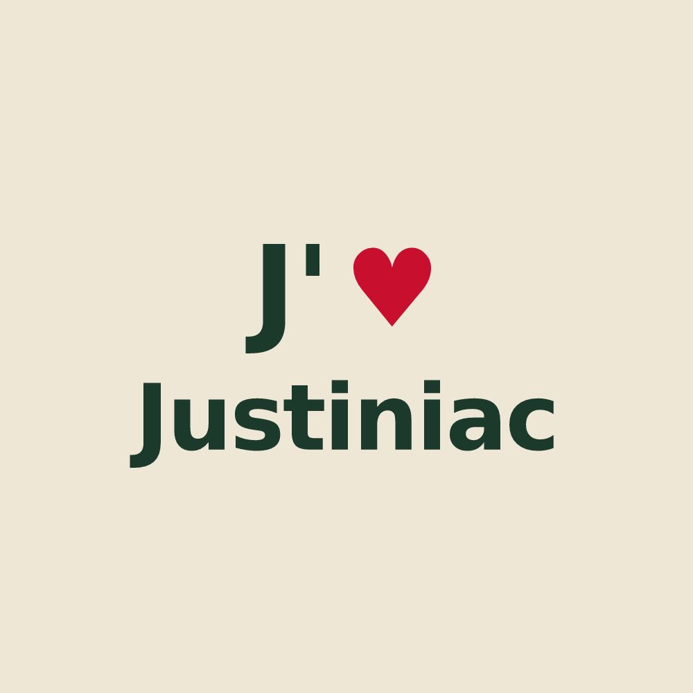 Tote bag personnalisé Justiniac — design J'aime Justiniac