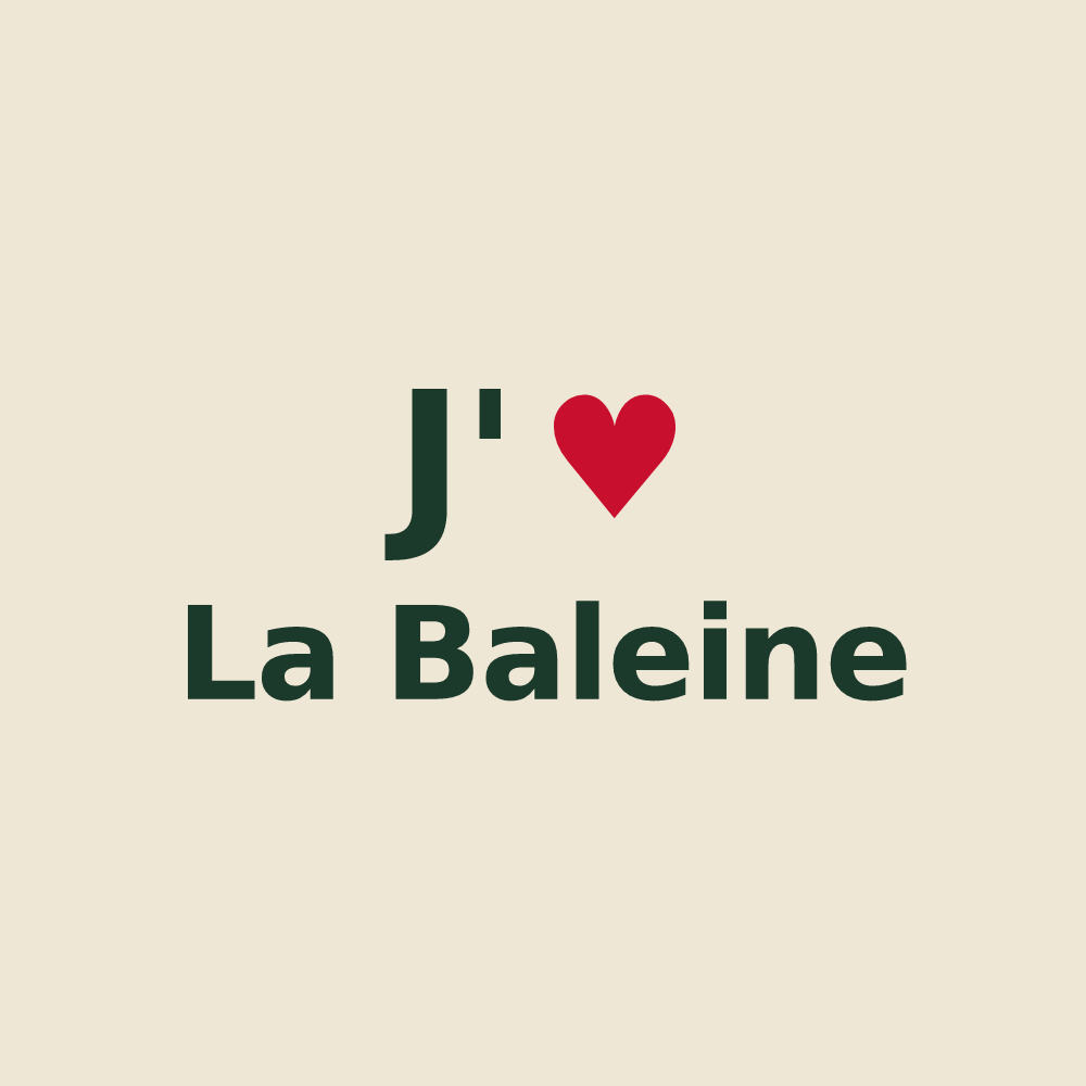 Tote bag personnalisé La Baleine — design J'aime La Baleine