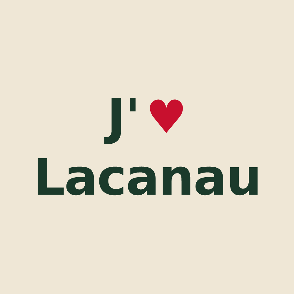 Tote bag personnalisé Lacanau — design « J'aime Lacanau » imprimé sur le tote bag
