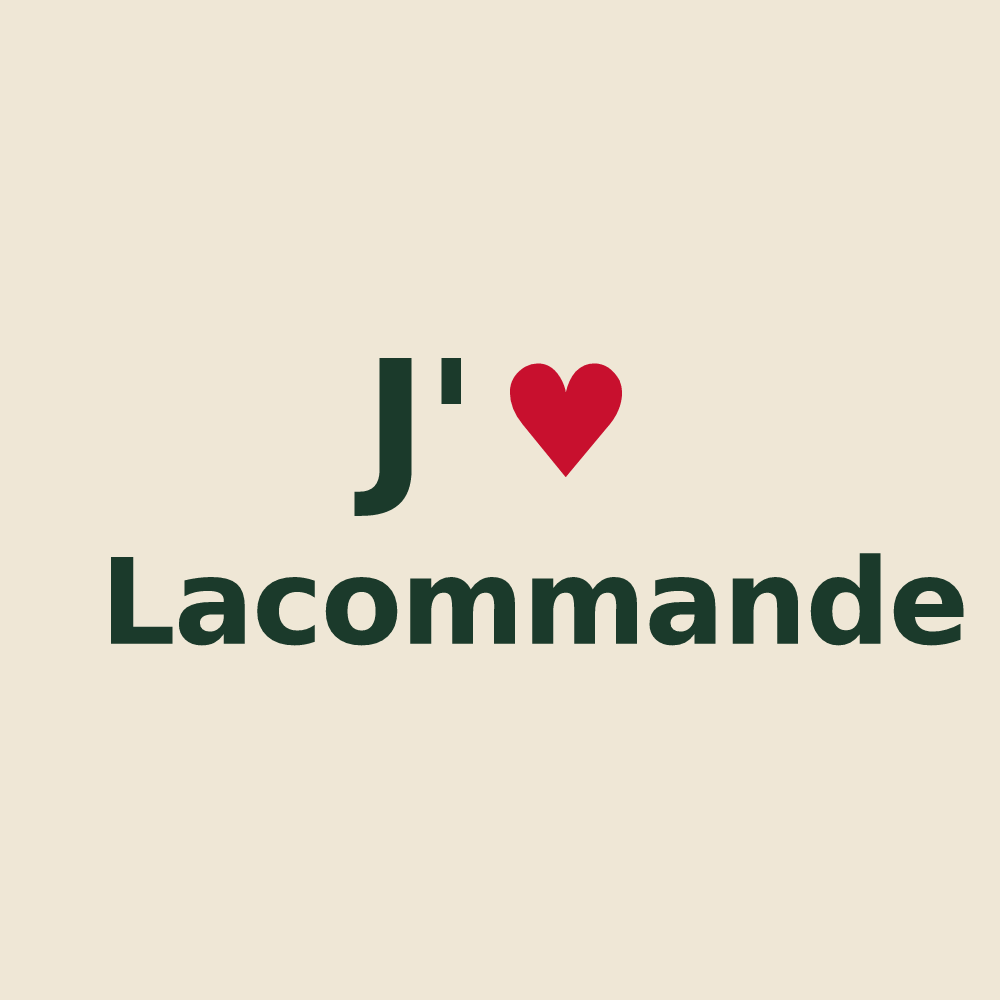 Tote bag personnalisé Lacommande — design J'aime Lacommande