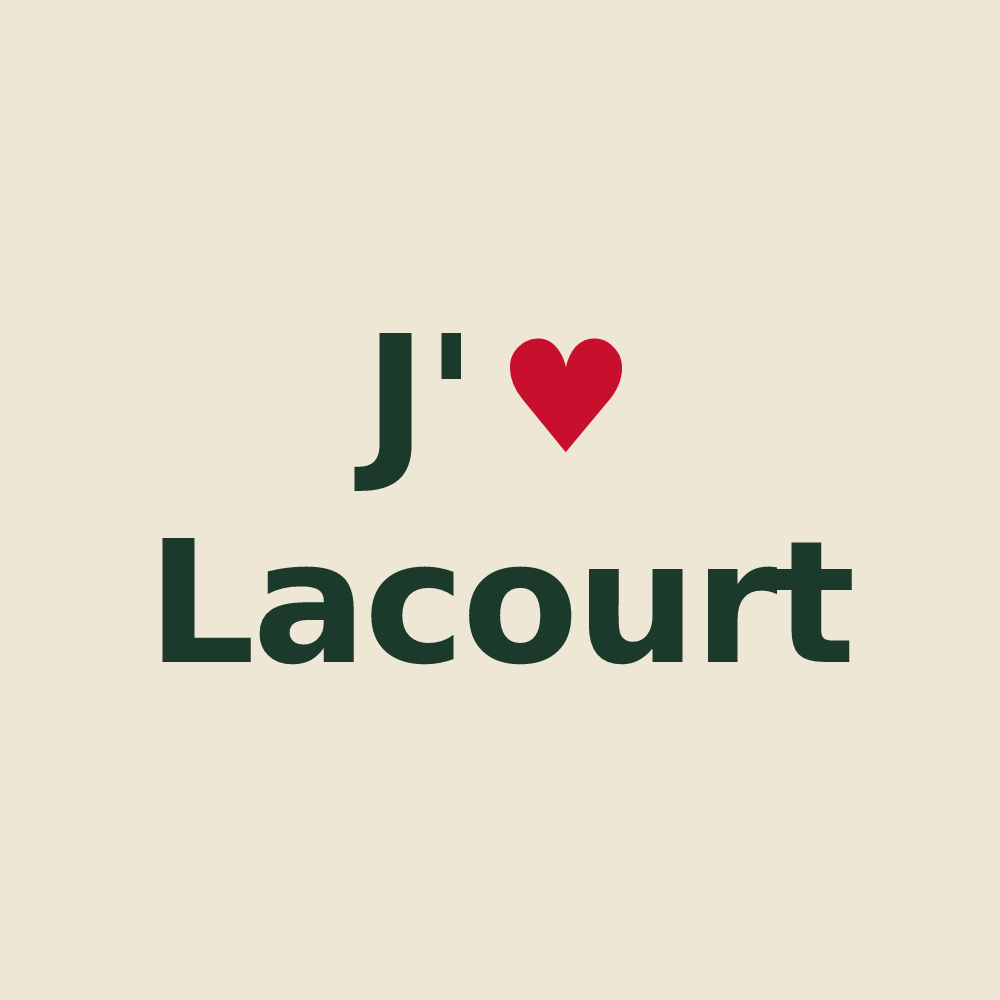 Tote bag personnalisé Lacourt — design « J'aime Lacourt » imprimé sur le tote bag