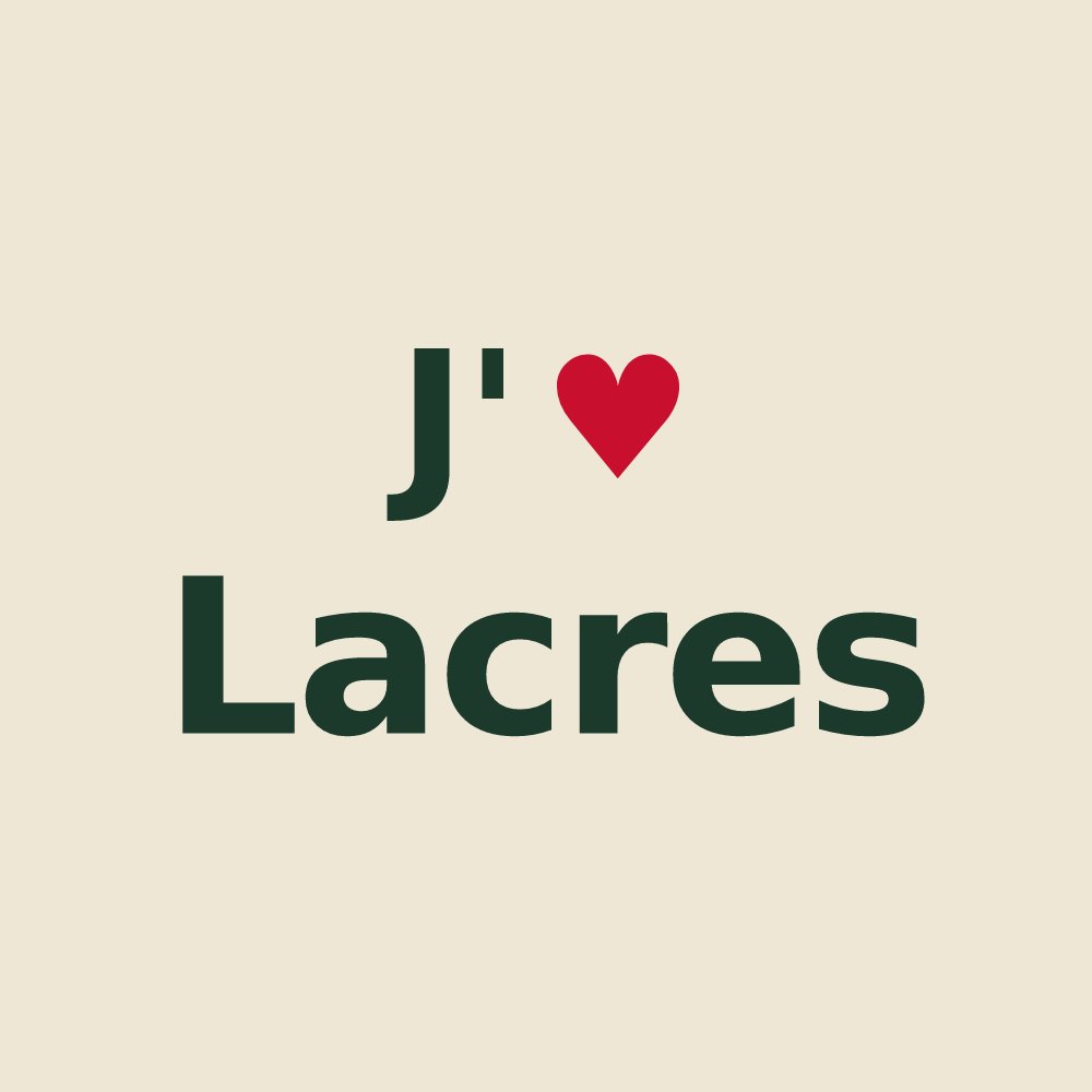 Tote bag personnalisé Lacres — design « J'aime Lacres » imprimé sur le tote bag