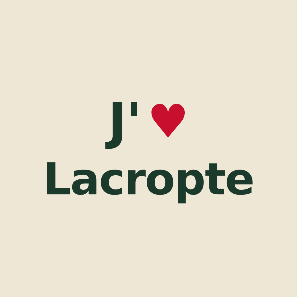 Tote bag personnalisé Lacropte — design J'aime Lacropte