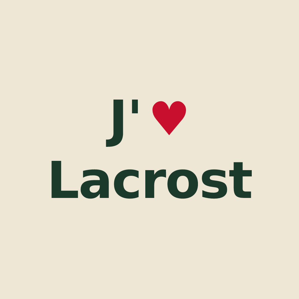 Tote bag personnalisé Lacrost — design J'aime Lacrost