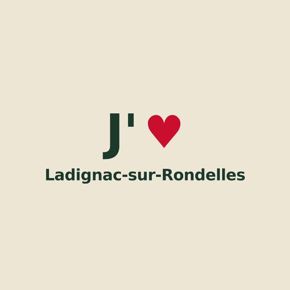 Tote bag personnalisé Ladignac-sur-Rondelles — design J'aime Ladignac-sur-Rondelles