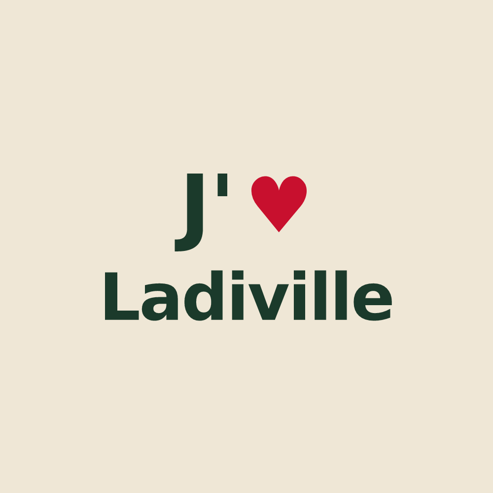 Tote bag personnalisé Ladiville — design J'aime Ladiville