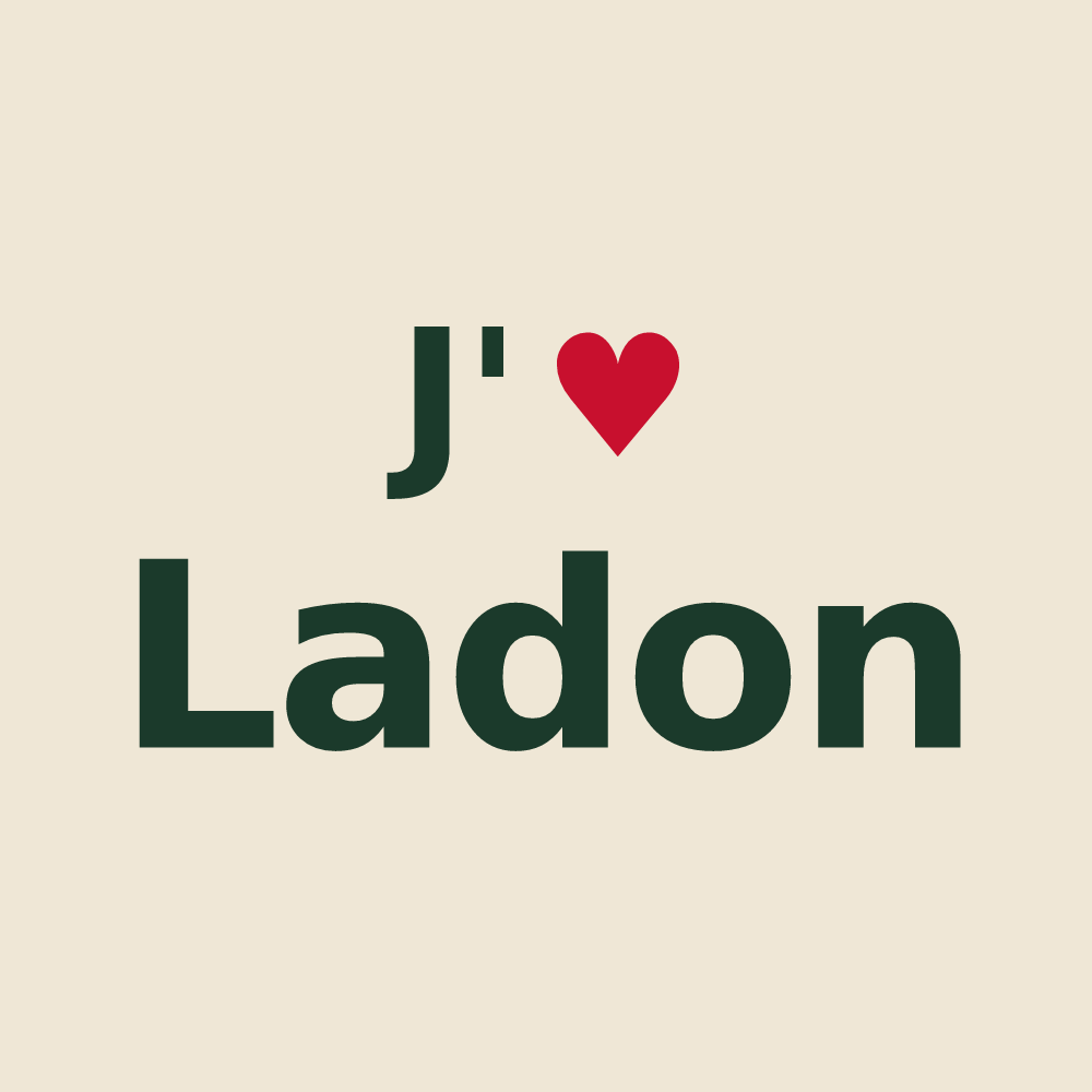 Tote bag personnalisé Ladon — design « J'aime Ladon » imprimé sur le tote bag