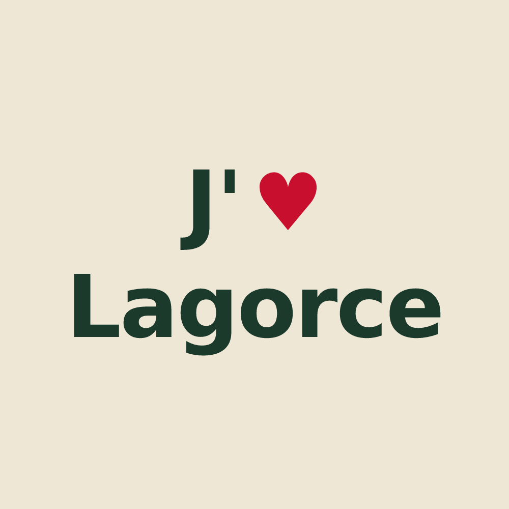 Tote bag personnalisé Lagorce — design « J'aime Lagorce » imprimé sur le tote bag