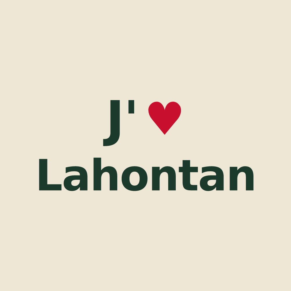 Tote bag personnalisé Lahontan — design « J'aime Lahontan » imprimé sur le tote bag