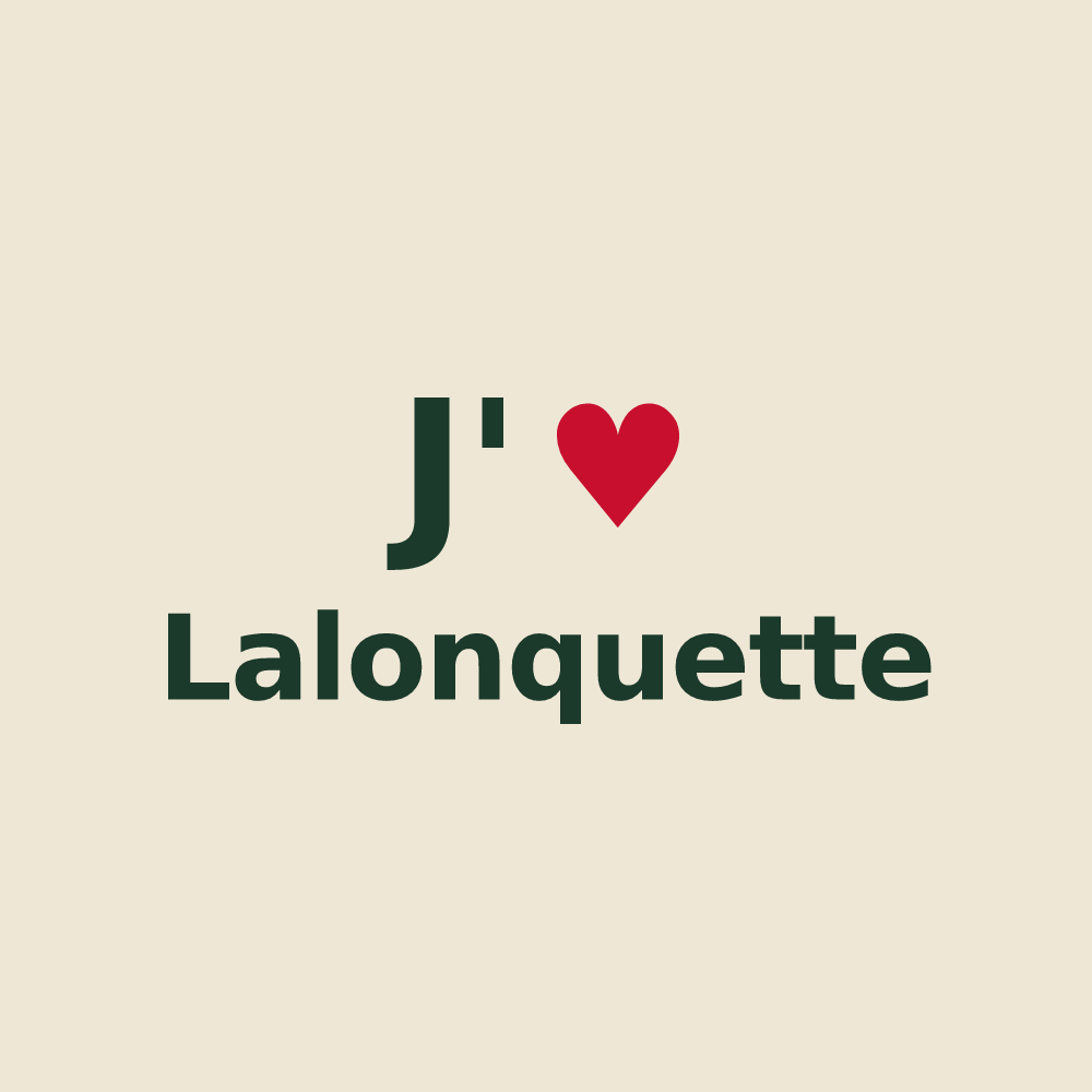 Tote bag personnalisé Lalonquette — design « J'aime Lalonquette » imprimé sur le tote bag
