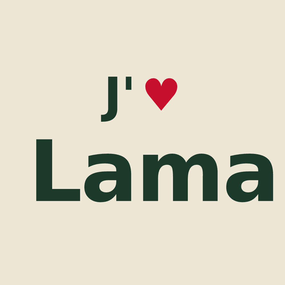 Tote bag personnalisé Lama — design « J'aime Lama » imprimé sur le tote bag
