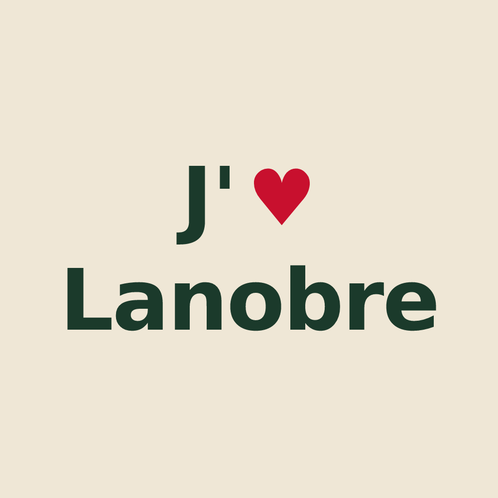 Tote bag personnalisé Lanobre — design « J'aime Lanobre » imprimé sur le tote bag