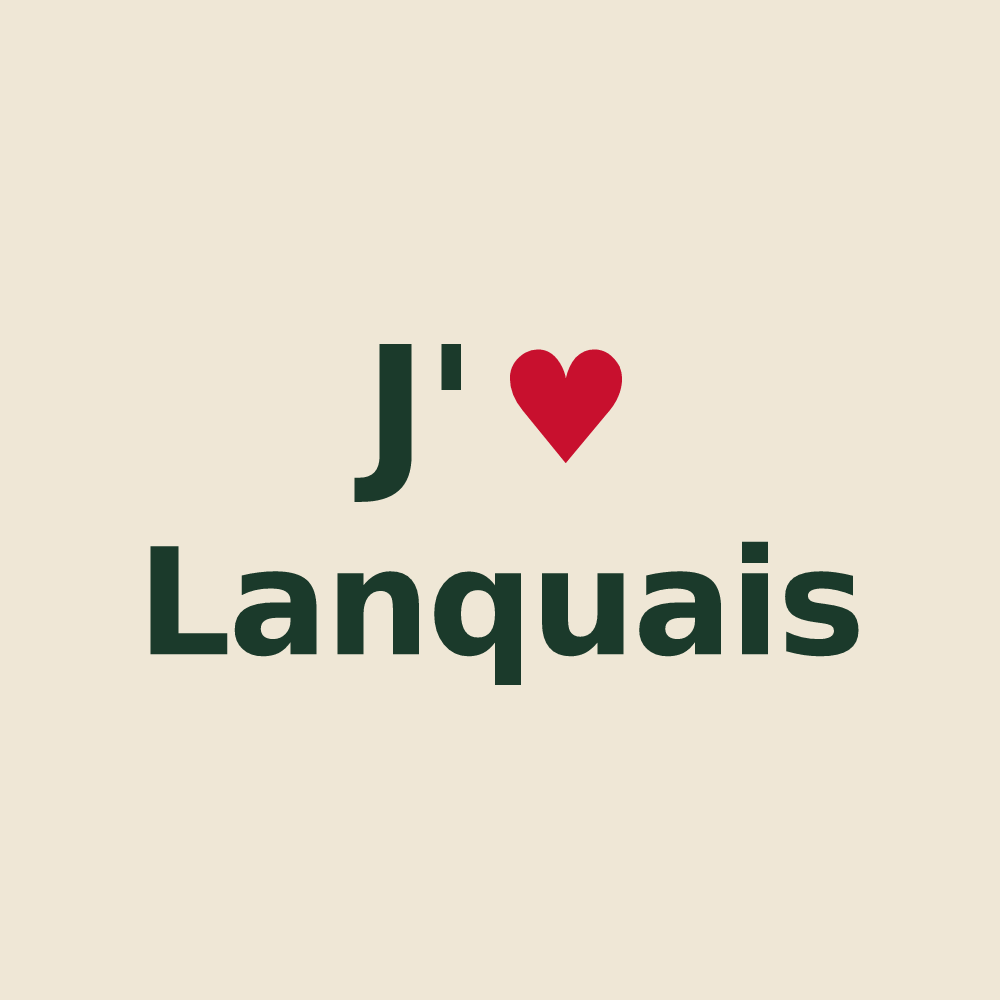 Tote bag personnalisé Lanquais — design « J'aime Lanquais » imprimé sur le tote bag