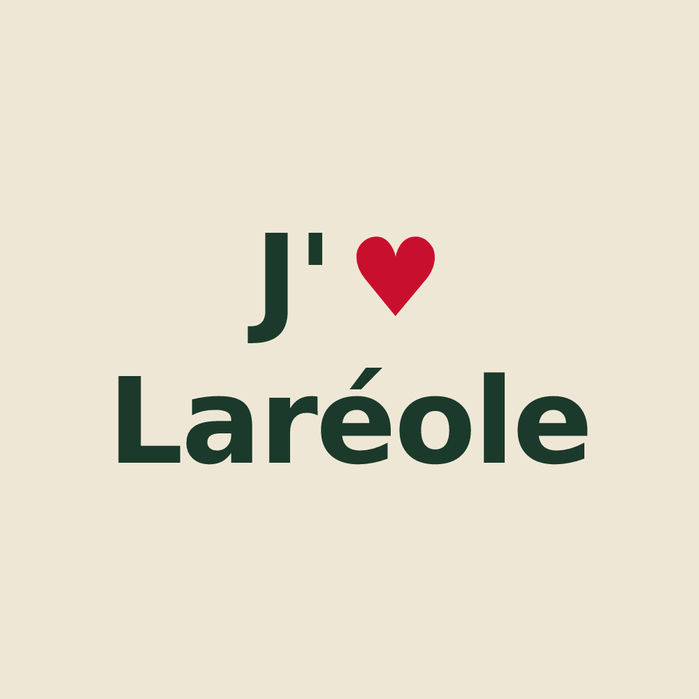 Tote bag personnalisé Laréole — design « J'aime Laréole » imprimé sur le tote bag