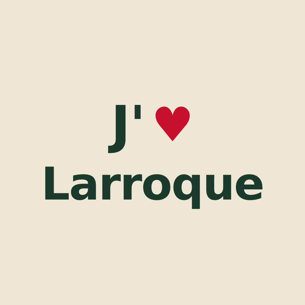 Tote bag personnalisé Larroque — design « J'aime Larroque » imprimé sur le tote bag
