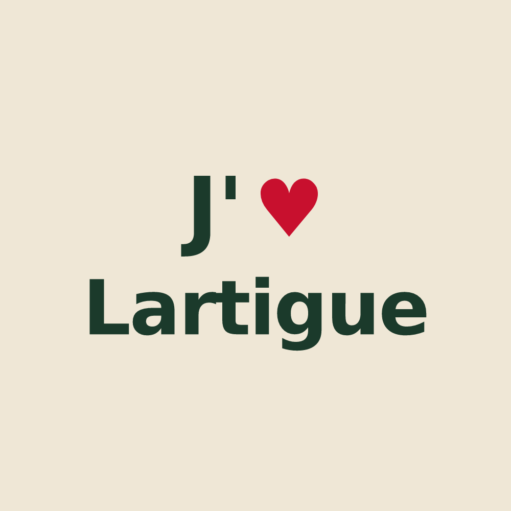 Tote bag personnalisé Lartigue — design « J'aime Lartigue » imprimé sur le tote bag