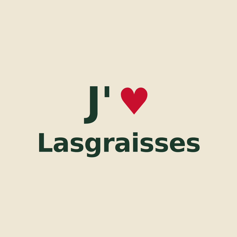 Tote bag personnalisé Lasgraisses — design J'aime Lasgraisses