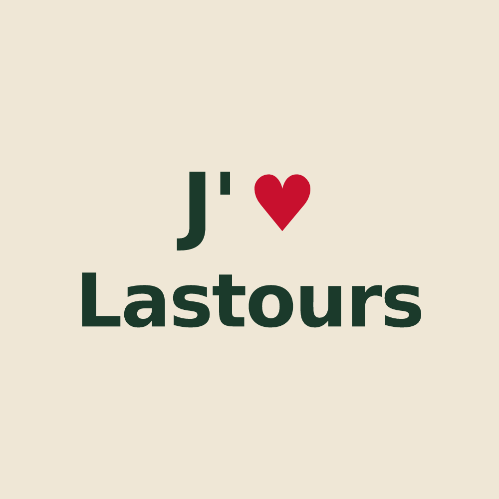 Tote bag personnalisé Lastours — design J'aime Lastours