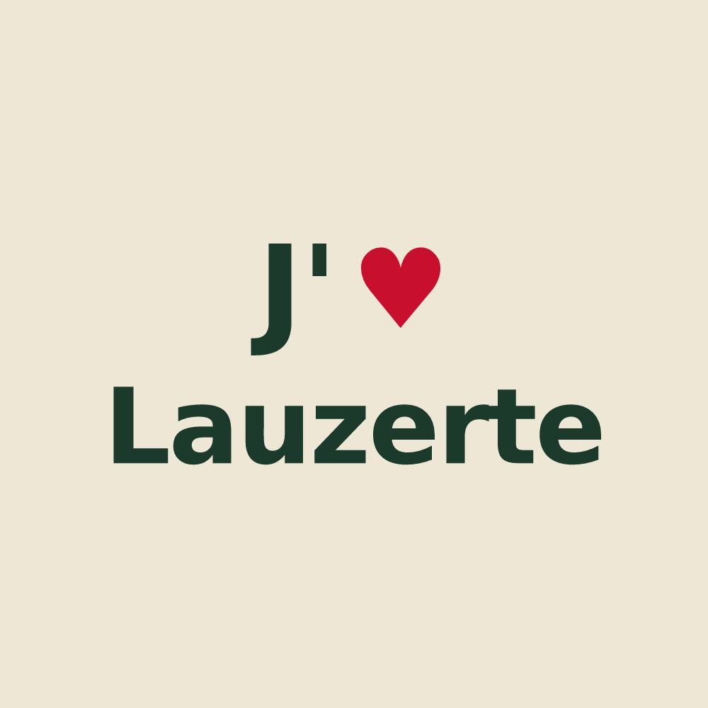 Tote bag personnalisé Lauzerte — design J'aime Lauzerte