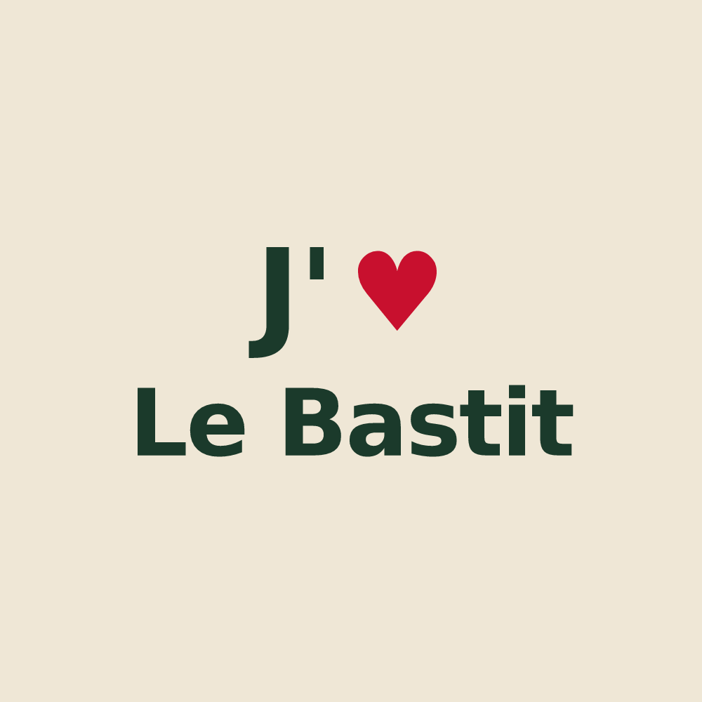 Tote bag personnalisé Le Bastit — design J'aime Le Bastit