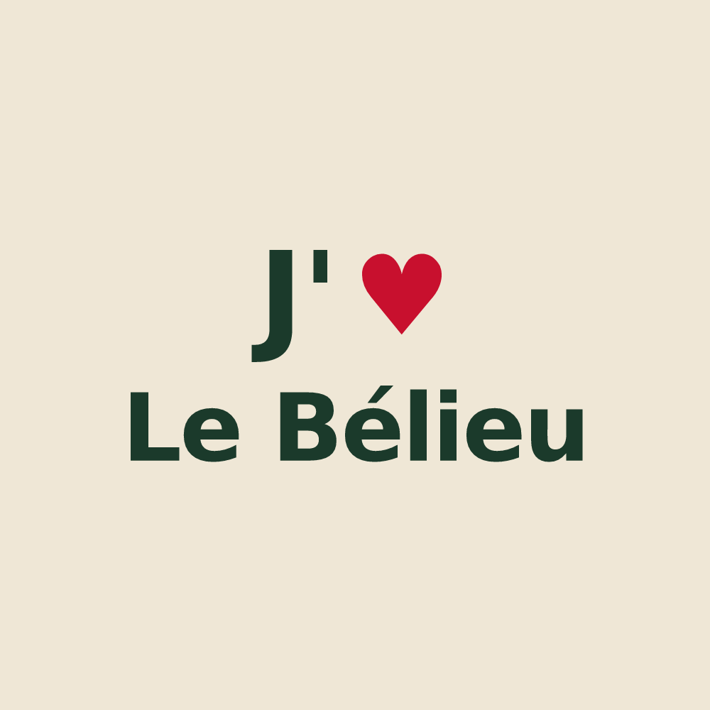Tote bag personnalisé Le Bélieu — design J'aime Le Bélieu