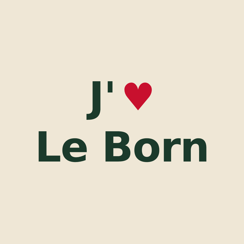 Tote bag personnalisé Le Born — design « J'aime Le Born » imprimé sur le tote bag