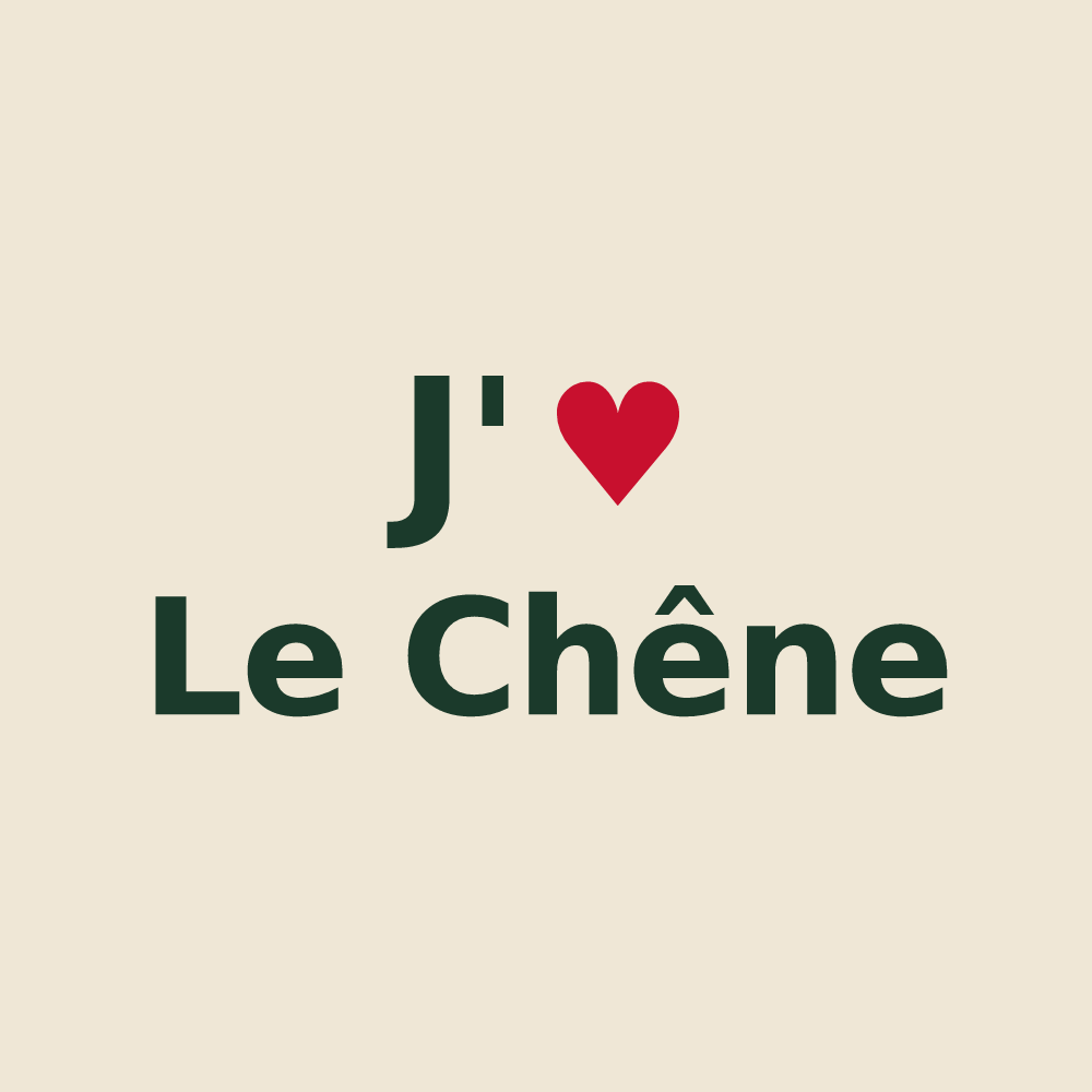 Tote bag personnalisé Le Chêne — design « J'aime Le Chêne » imprimé sur le tote bag