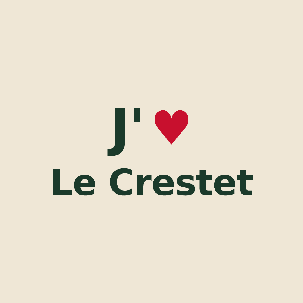 Tote bag personnalisé Le Crestet — design « J'aime Le Crestet » imprimé sur le tote bag