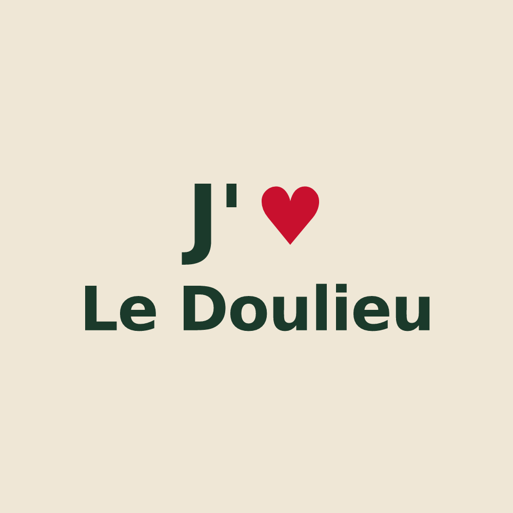 Tote bag personnalisé Le Doulieu — design « J'aime Le Doulieu » imprimé sur le tote bag