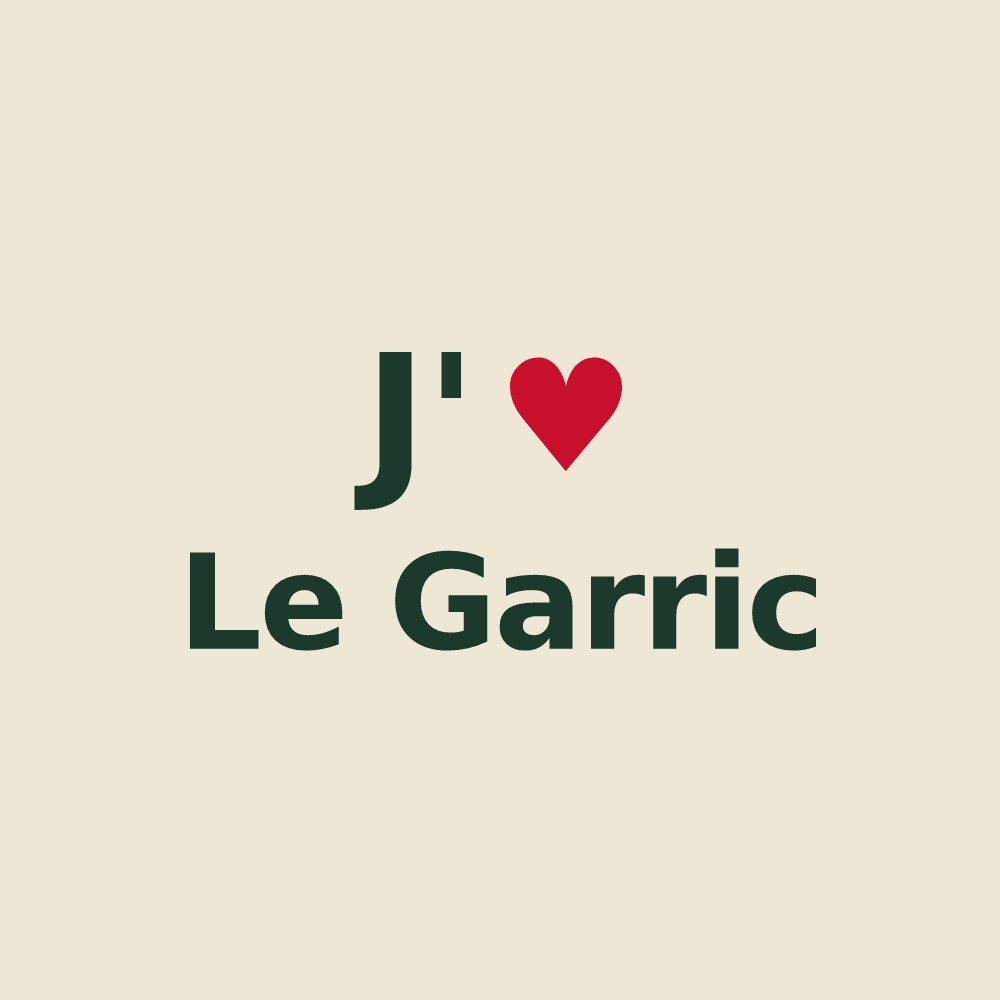 Tote bag personnalisé Le Garric — design « J'aime Le Garric » imprimé sur le tote bag