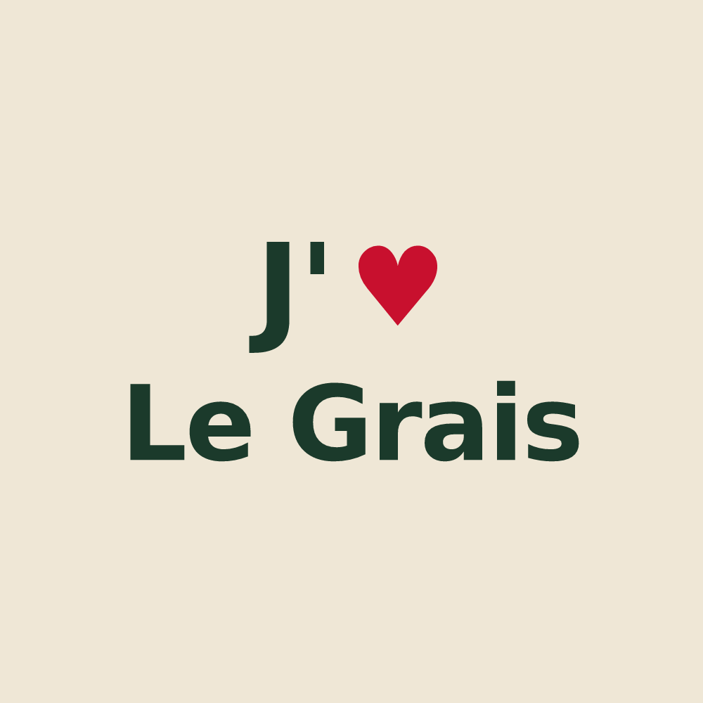 Tote bag personnalisé Le Grais — design « J'aime Le Grais » imprimé sur le tote bag