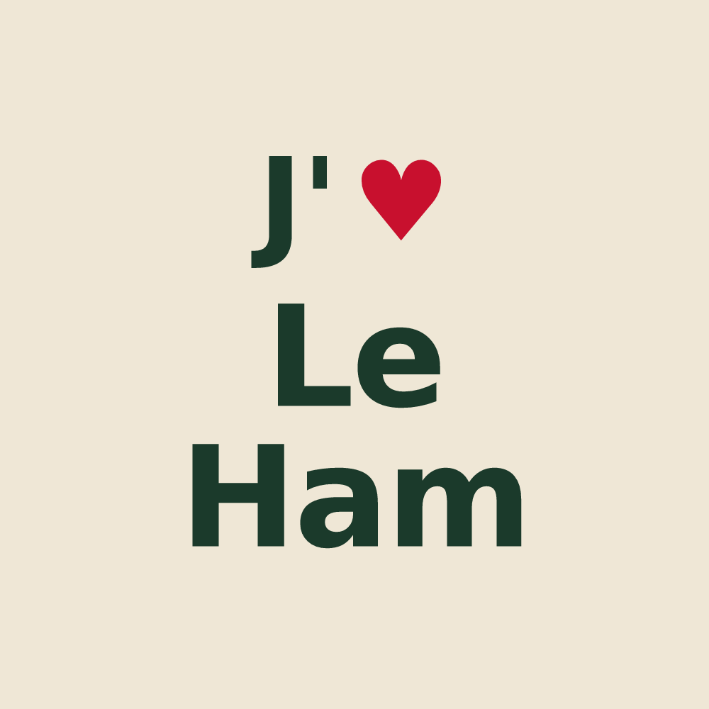 Tote bag personnalisé Le Ham — design J'aime Le Ham