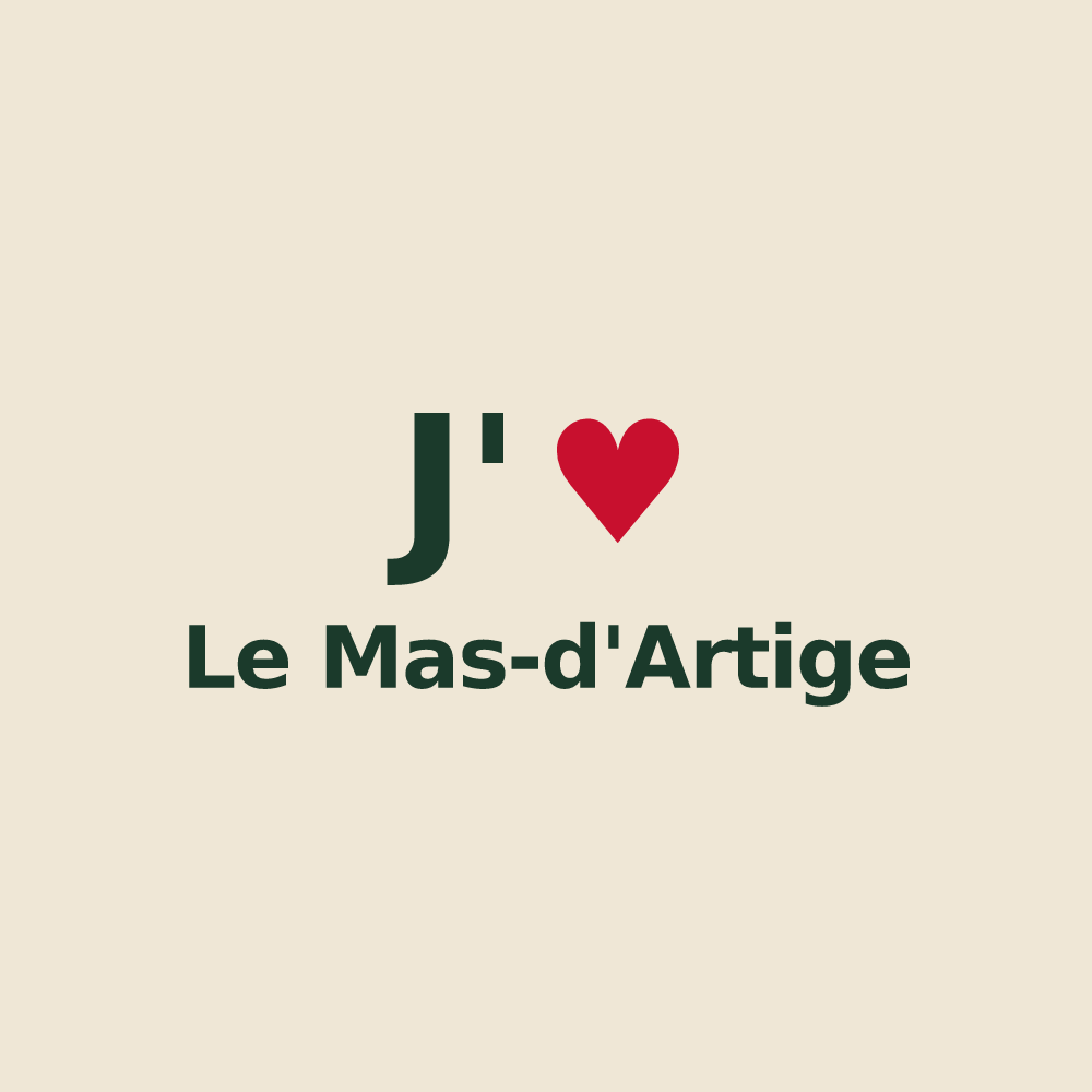 Tote bag personnalisé Le Mas-d'Artige — design J'aime Le Mas-d'Artige