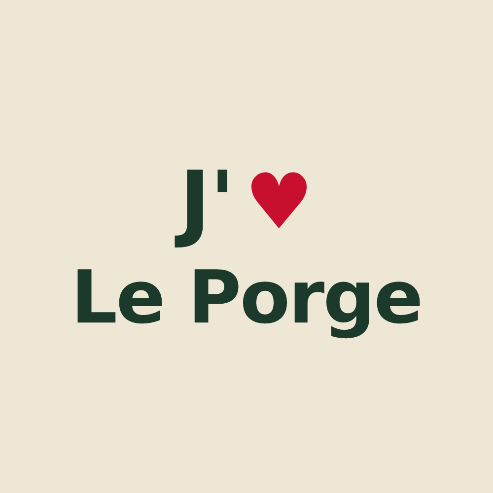 Tote bag personnalisé Le Porge — design « J'aime Le Porge » imprimé sur le tote bag