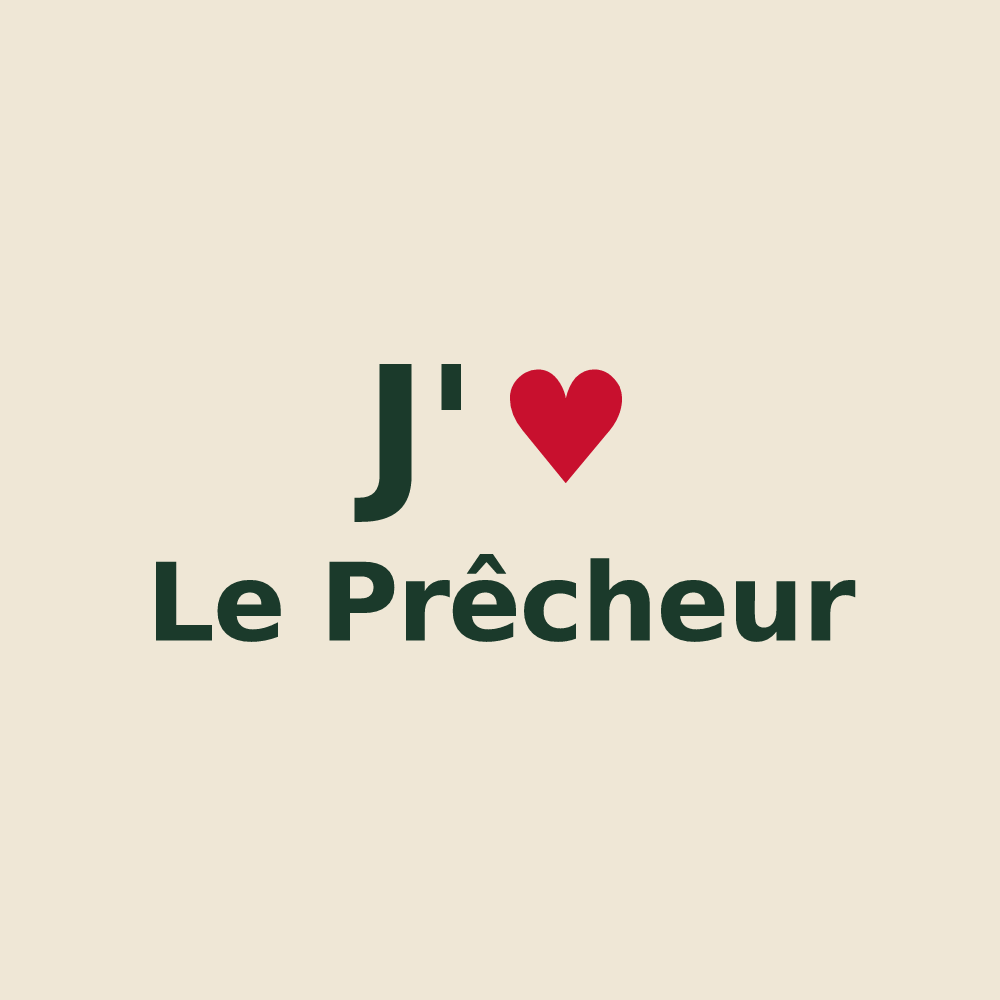 Tote bag personnalisé Le Prêcheur — design J'aime Le Prêcheur