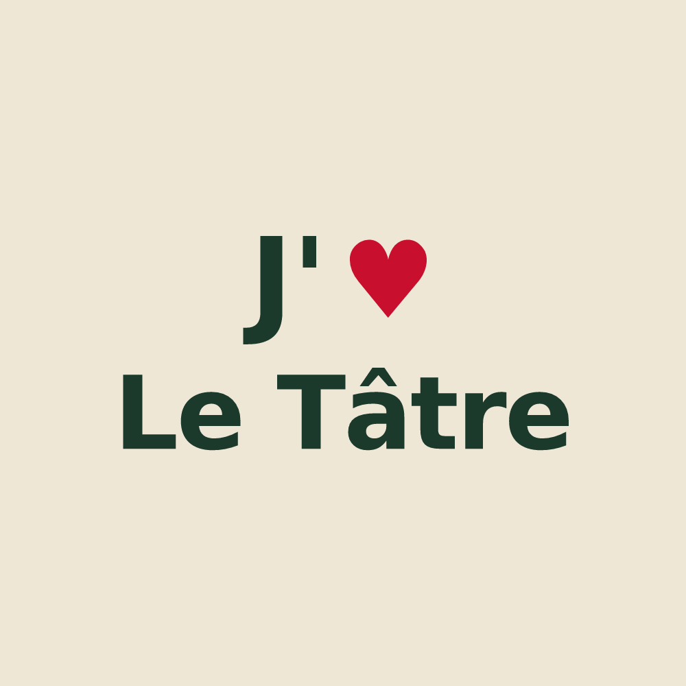 Tote bag personnalisé Le Tâtre — design « J'aime Le Tâtre » imprimé sur le tote bag