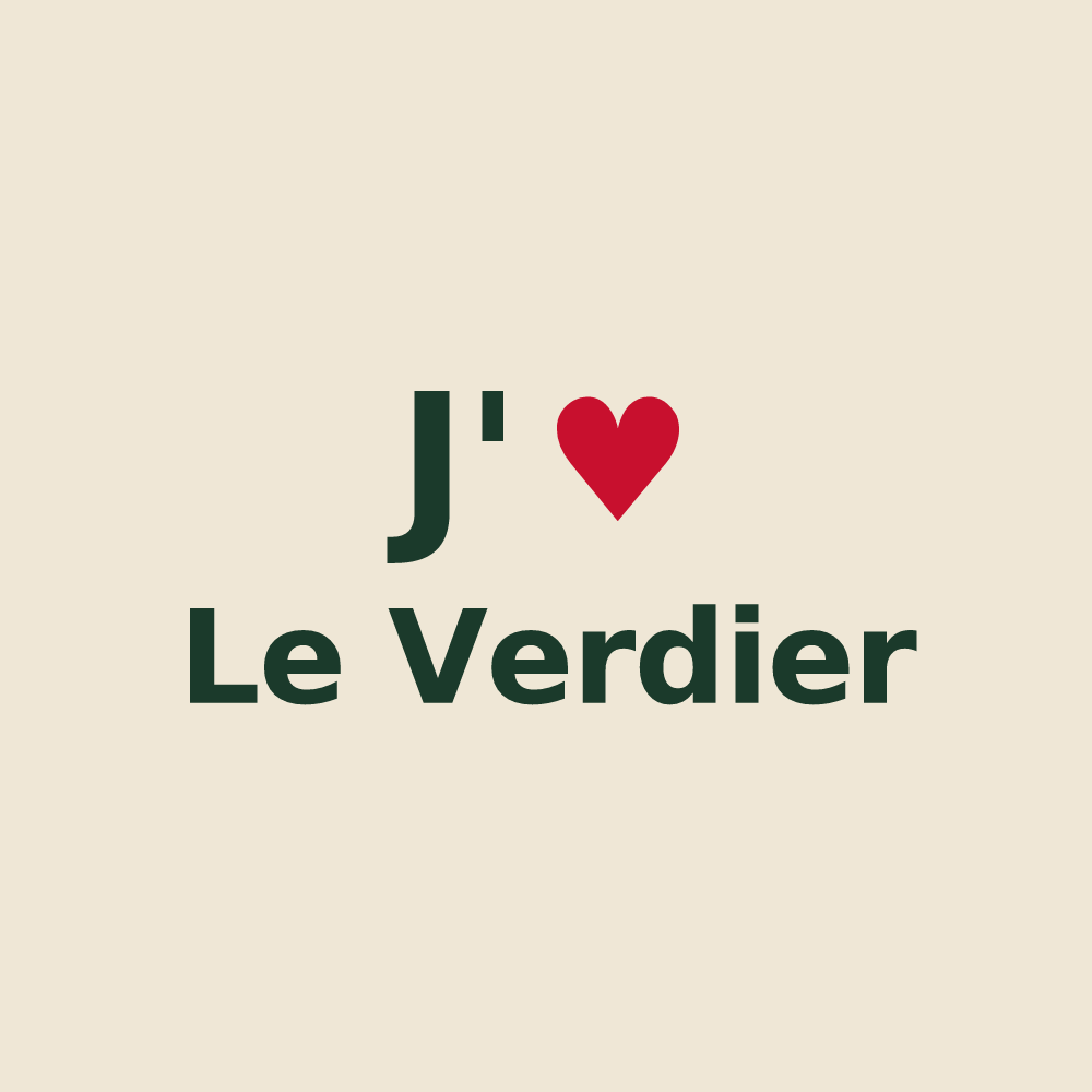 Tote bag personnalisé Le Verdier — design « J'aime Le Verdier » imprimé sur le tote bag