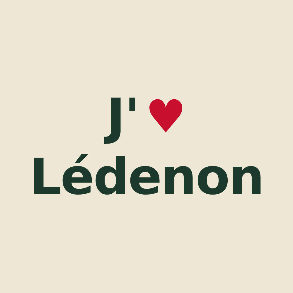 Tote bag personnalisé Lédenon — design J'aime Lédenon
