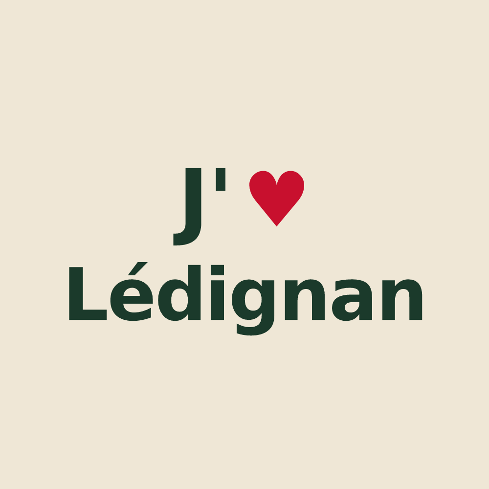 Tote bag personnalisé Lédignan — design J'aime Lédignan