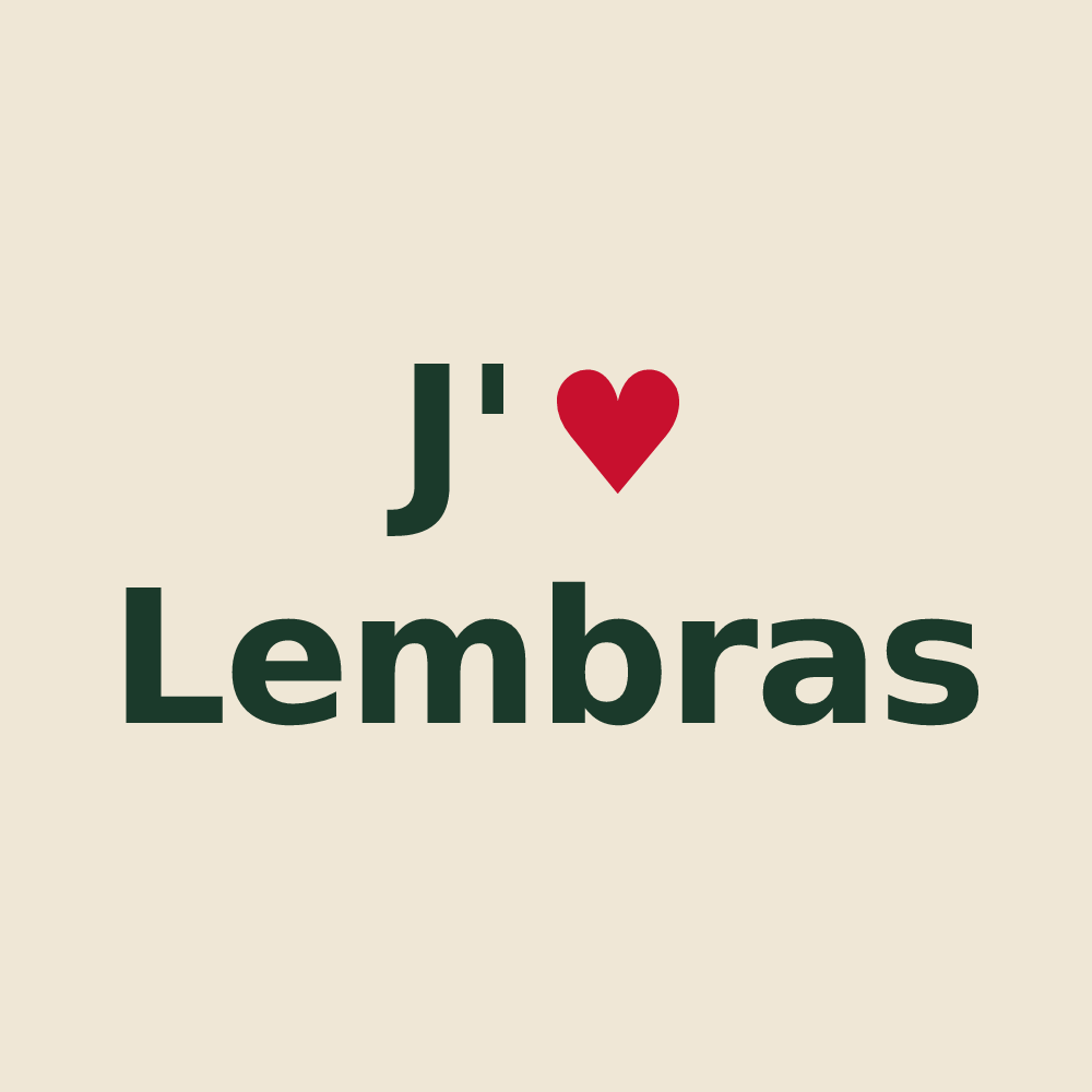 Tote bag personnalisé Lembras — design « J'aime Lembras » imprimé sur le tote bag