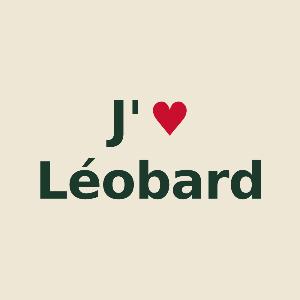 Tote bag personnalisé Léobard — design « J'aime Léobard » imprimé sur le tote bag